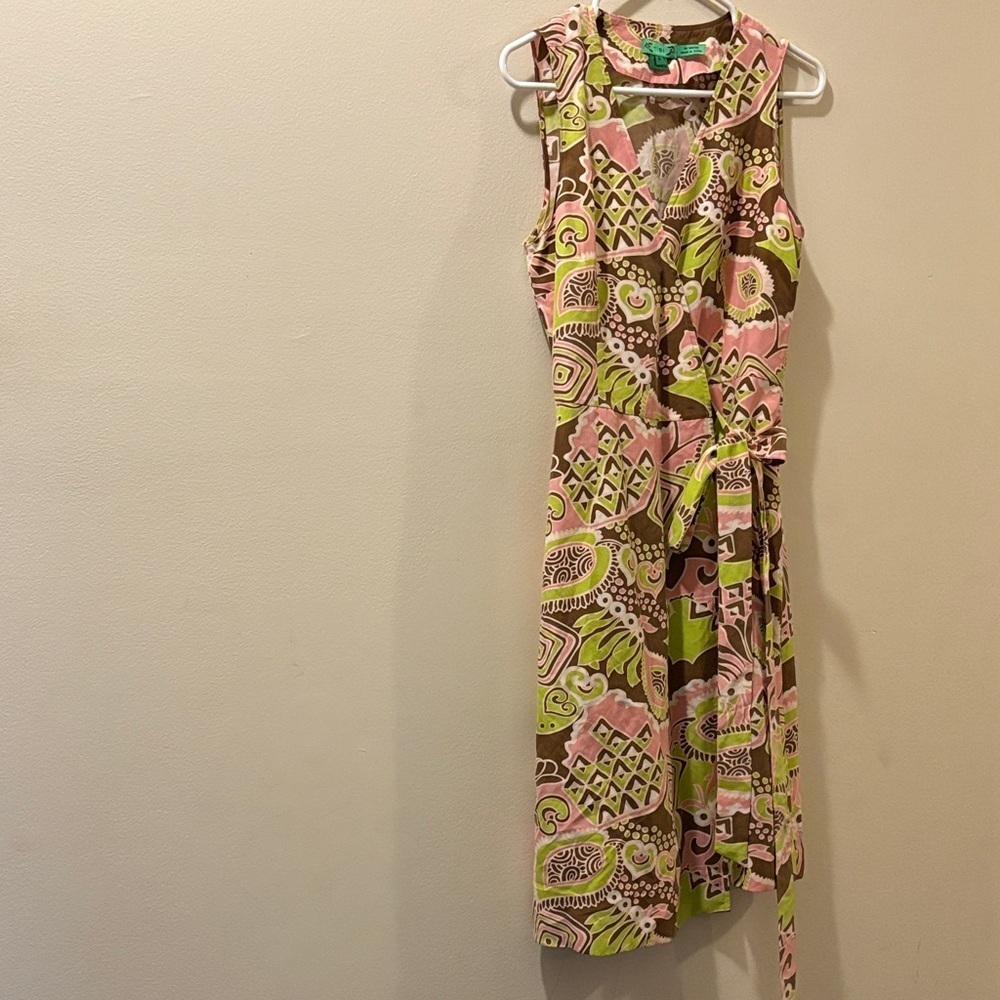 Tibi Pink and Green wrap dress - size 6 - 100% silk - great condition